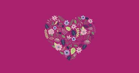 Colorful Floral Heart Illustration on Pink Background - Download Free Stock Images Pikwizard.com