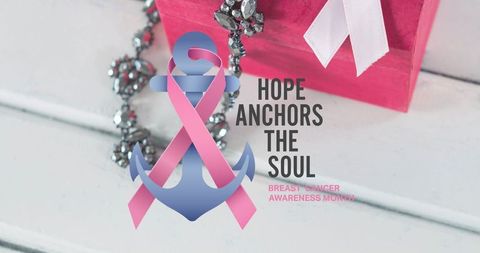 Breast cancer awareness anchor ribbon concept