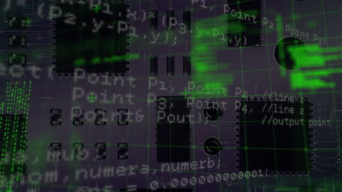 Data Processing Animation Over Motherboard Close-Up