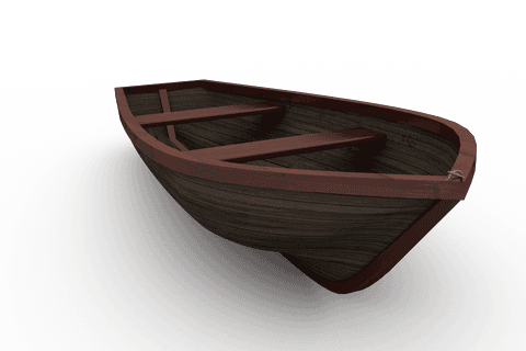 3d wooden boat graphic on transparent background for nautical projects