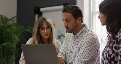 Team Collaborating on Laptop for Office Project Review - Download Free Stock Images Pikwizard.com