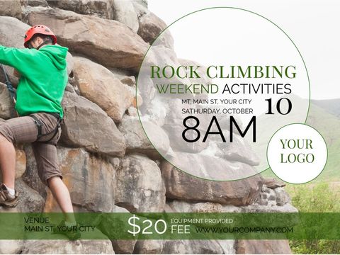 rock climbing adventure weekend event flyer with climber - Download Free Stock Templates Pikwizard.com