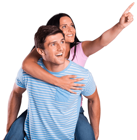 Girlfriend Piggyback Ride on Transparent Background