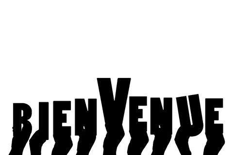 Transparent bienvenue text with hands illustration