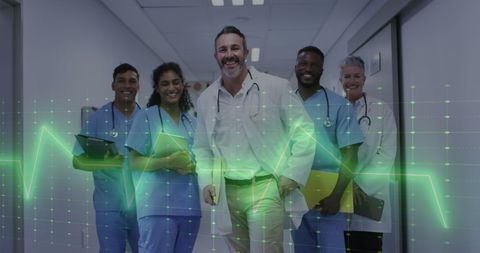 Diverse Medical Team in Hospital with Health Technology Overlay - Download Free Stock Images Pikwizard.com