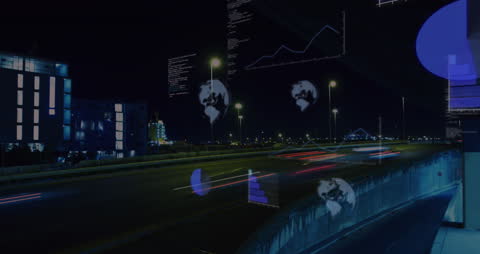 Financial Data Processing over City at Night
