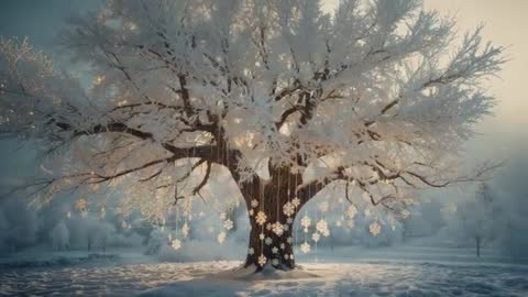 Luminous Snowy Tree Enchanting Winter Landscape