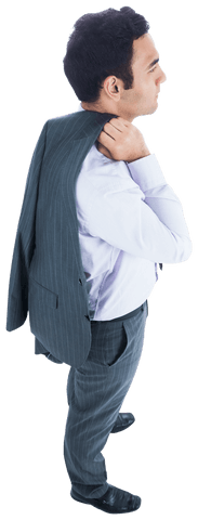 Transparent Background of Confident Businessman Holding Suit Jacket