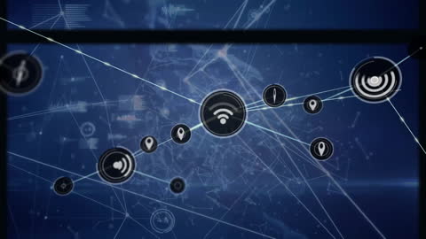 Digital Network Connection with Data Icons