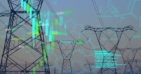 Digital Interface with Data Overlapping Power Lines - Download Free Stock Images Pikwizard.com