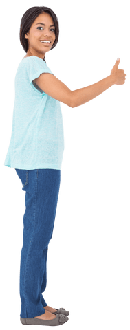 Transparent Cheerful Brunette Woman Giving Thumbs Up - Download Free Stock Videos Pikwizard.com