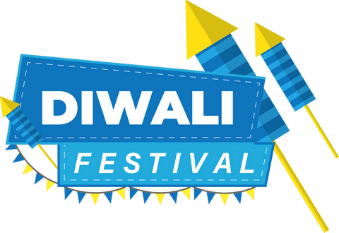 Colorful diwali festival banner on transparent background with celebration symbols