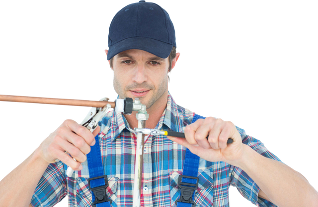 Focused Plumber Fixing Pipe in Transparent Background - Download Free Stock Videos Pikwizard.com