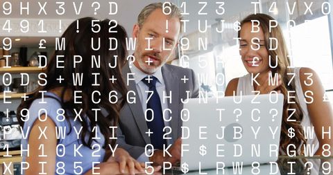 Diverse Professionals Analyzing Digital Data on Laptop