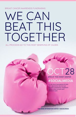 breast cancer awareness poster with pink boxing gloves - Download Free Stock Templates Pikwizard.com