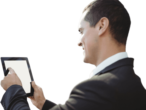 transparent view of businessman using digital tablet - Download Free Stock Videos Pikwizard.com