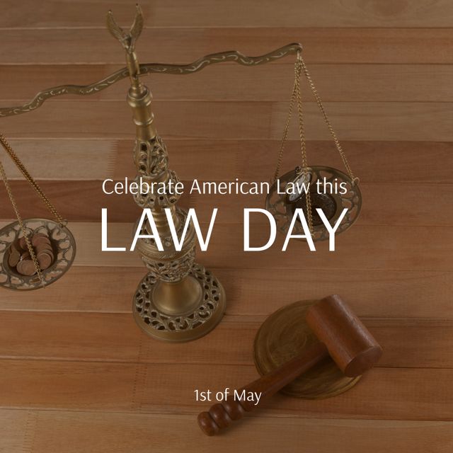 Great for promoting American Law Day events planned for the 1st of May. Can be used for educational materials, legal system awareness campaigns, and announcements in legal communities or academic settings.