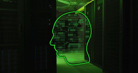 Futuristic Binary Code Human Overlay on Data Servers - Download Free Stock Images Pikwizard.com