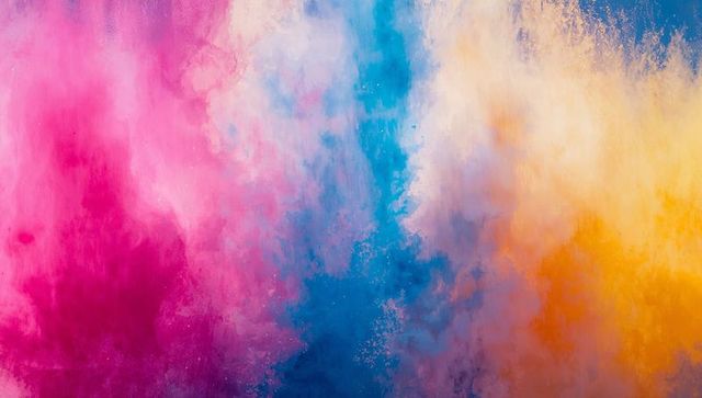 Vibrant colorful powder cloud creating dynamic artistic background