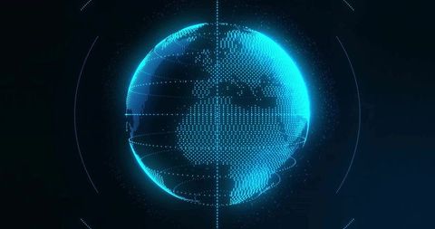 Holographic Globe with Data Visualization and Network Elements