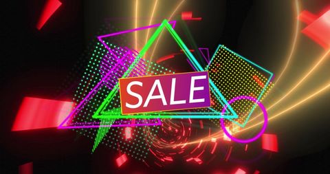 Vibrant Neon Sale Banner with Futuristic Light Graphics - Download Free Stock Images Pikwizard.com