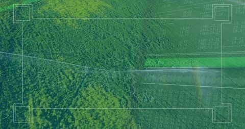 Aerial Forest Canopy Overlay with Digital Data Visualization