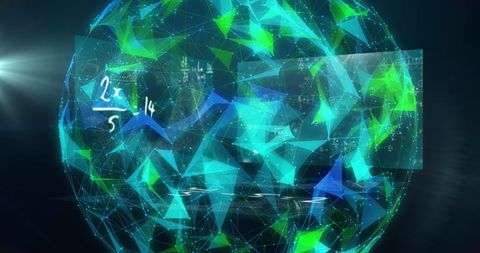 Global Digital Network with Illuminating Mathematical Interface - Download Free Stock Images Pikwizard.com