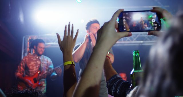 Crowd Enjoying Live Music Concert with Smartphone Recording - Download Free Stock Images Pikwizard.com