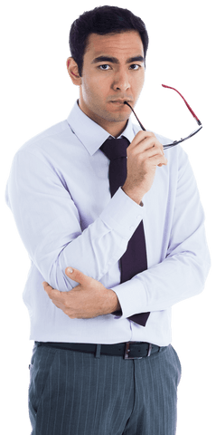 Serious Businessman Holding Glasses on Transparent Background - Download Free Stock Videos Pikwizard.com
