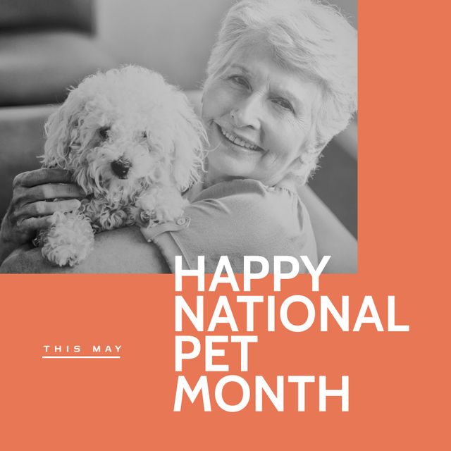 Suitable for promoting National Pet Month events, pet care awareness campaigns, or heartwarming stories about pets and their owners. Ideal for use in newsletters, social media posts, blogs, pet care websites, and community awareness materials.