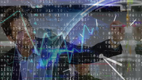 Futuristic Technology Interface with Binary Code and Abstract Graphics