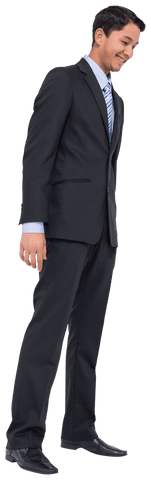 Transparent image of smiling biracial businessman in suit