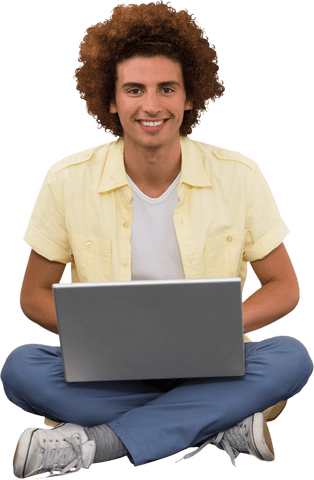 Smiling Young Man with Laptop Transparent Background - Download Free Stock Videos Pikwizard.com