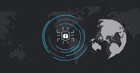 Cybersecurity Connectivity on Digital World Map