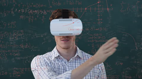 Man Engaging with Virtual Reality and Data Insights