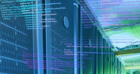 overlaid programming code on data server infrastructure - Download Free Stock Images Pikwizard.com