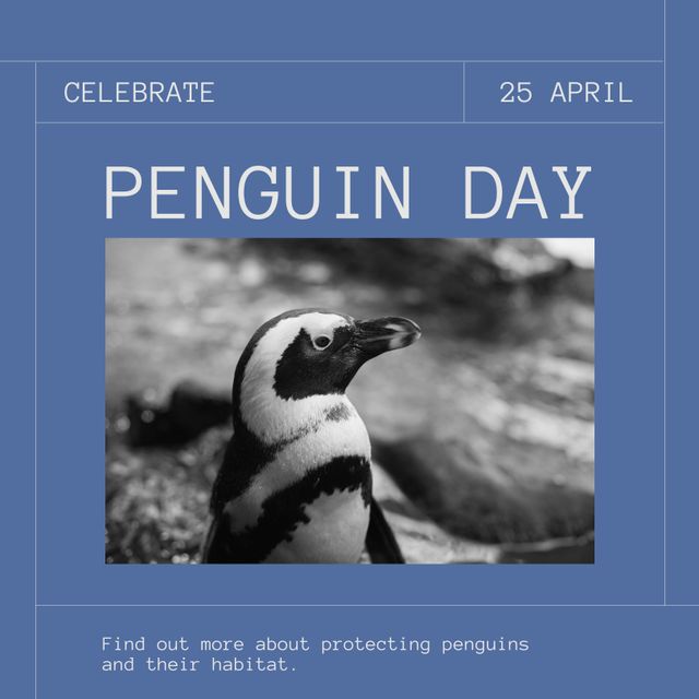 World Penguin Day Celebration Poster with Penguin Image - Download Free Stock Templates Pikwizard.com