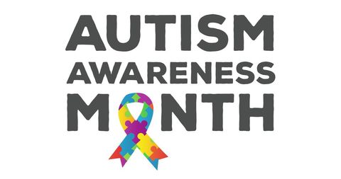 Autism Awareness Month Ribbon with Puzzle Pieces Design