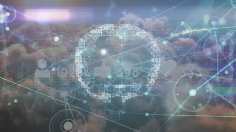 Digital Brain with Network Connections Representing AI