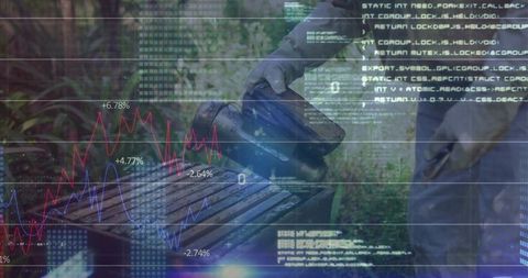 Beekeeper using metal smoker on hive with technology overlay