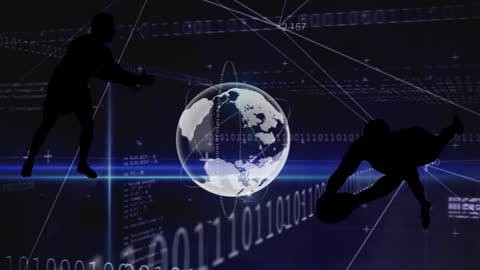 Digital Rugby Concept with Globe and Data Elements
