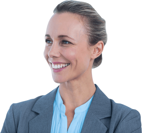 Confident Businesswoman in Transparent Presentation