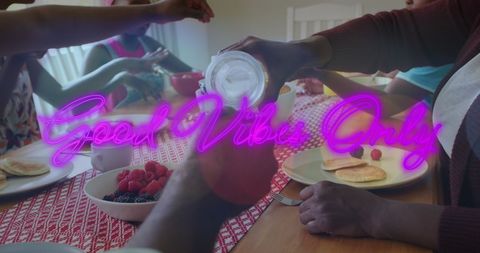 family sharing mealtime with uplifting message - Download Free Stock Images Pikwizard.com