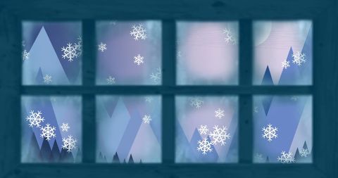 Santa Claus Sleigh Skyline with Winter Snowflake Landscape