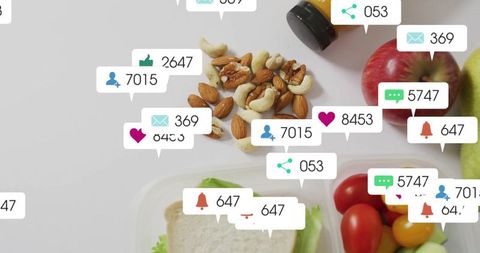 Healthy Eating Concept with Social Media Engagement Overlay