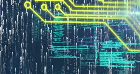 Futuristic Data Streams with Glowing Circuit Patterns