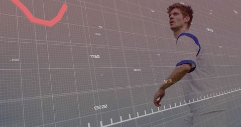Athlete Analyzing Performance Data with Dynamic Interface