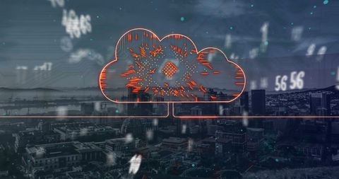 Digital Cloud Interface Over City Net Security Concept