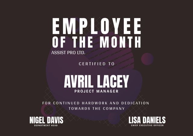 Avril Lacey named Employee of the Month at Assist Pro Ltd. - Download Free Stock Videos Pikwizard.com