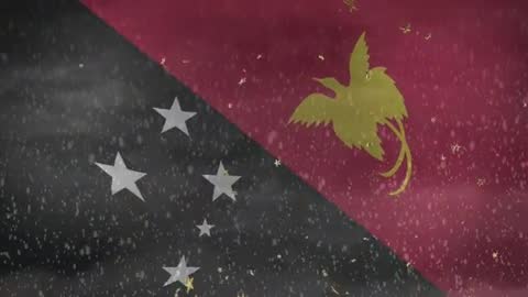 Papua New Guinea Flag Animation with Snow Falling Effect